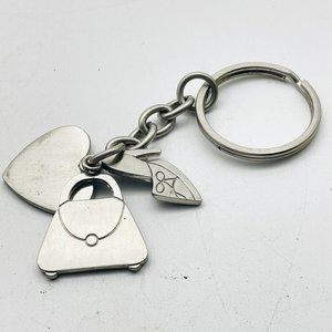 Nine West Signed Key Ring Chain Purse Charm Silver Tone Shoe Heart Handbag
